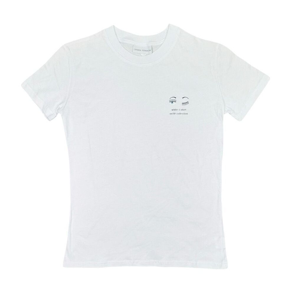 CHIARA FERRAGNI Short Sleeve White T-Shirt - Size Small